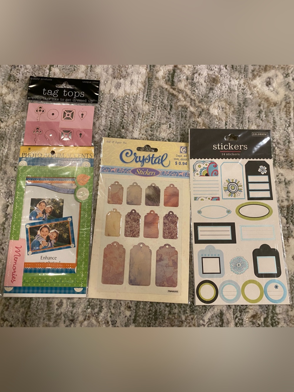 Assorted Sticker and Tag Craft Pack - Pink, Green, Cream, Blue